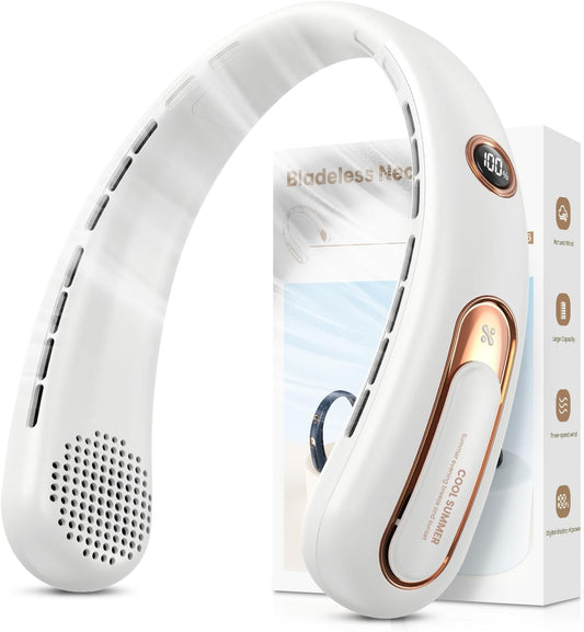 Nackenventilator, 3 Stufen Leise und Leistungsstark Bladeless Halsventilator mit LED-Anzeige