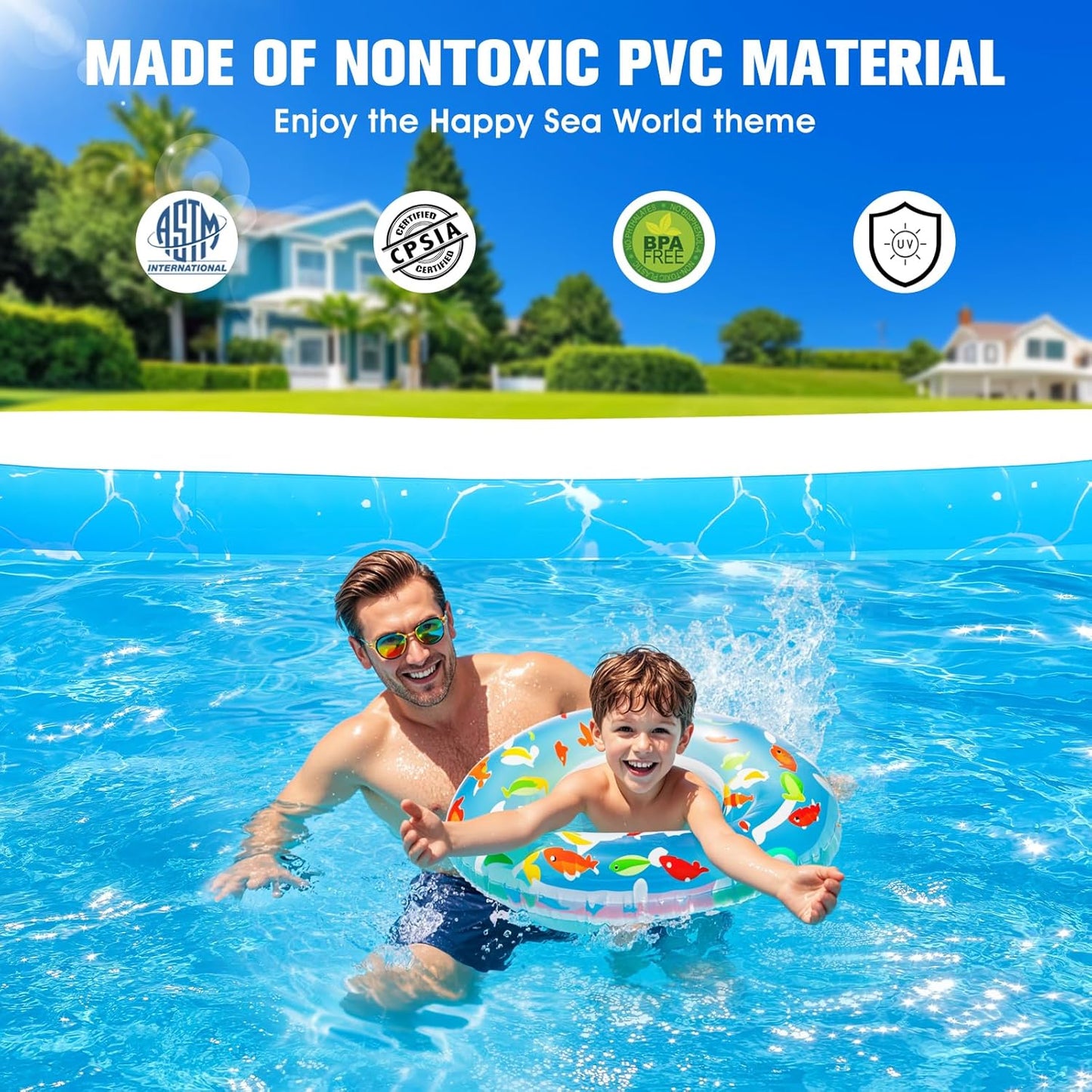 Luxfero Aufblasbarer Pool Erwachsene mit Sitz und Poolbeleuchtung