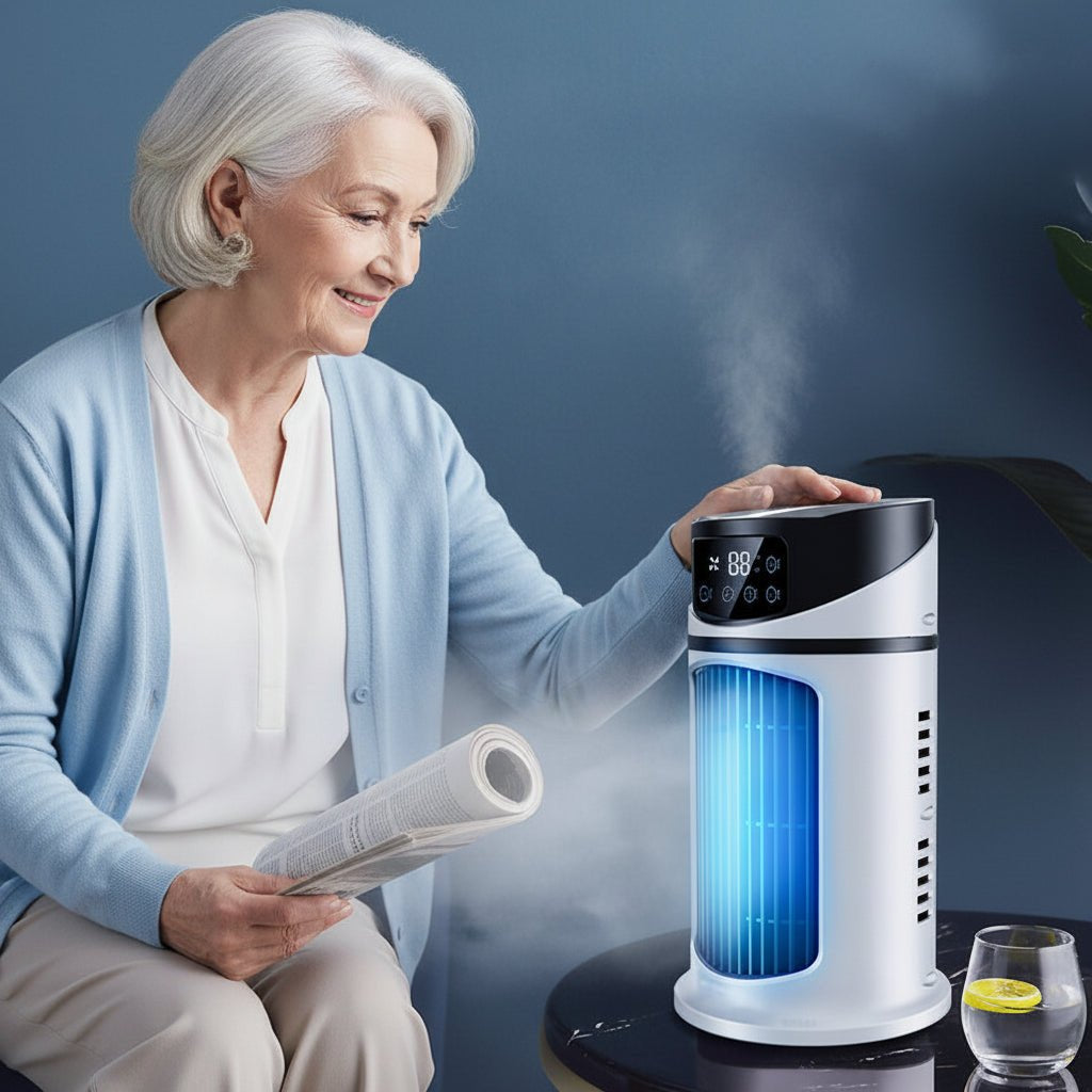 FRESHFLOW – Tragbarer Verdunstungsluftkühler mit Ventilator und Luftbefeuchter